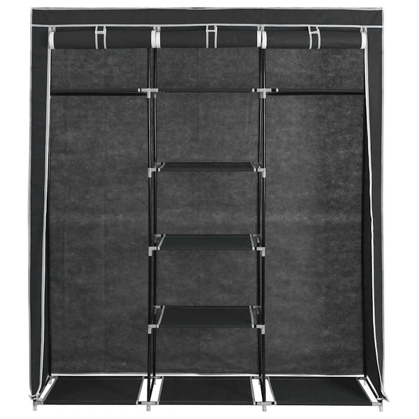 Kleiderschrank mit Fächern Stangen Schwarz 150x45x175cm Stoff