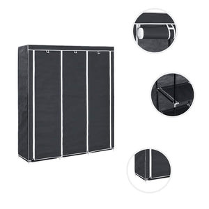 Kleiderschrank mit Fächern Stangen Schwarz 150x45x175cm Stoff