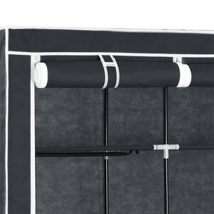 Kleiderschrank mit Fächern Stangen Schwarz 150x45x175cm Stoff