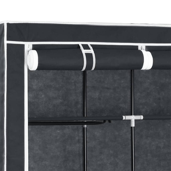 Kleiderschrank mit Fächern Stangen Schwarz 150x45x175cm Stoff