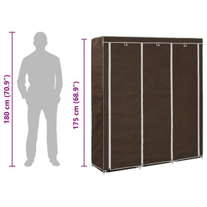 Kleiderschrank mit Fächern und Stangen Braun 150x45x175cm Stoff