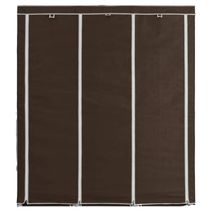 Kleiderschrank mit Fächern und Stangen Braun 150x45x175cm Stoff