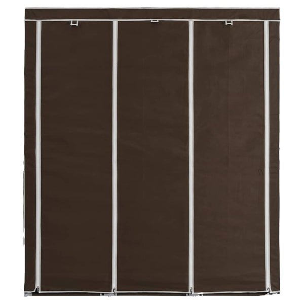 Kleiderschrank mit Fächern und Stangen Braun 150x45x175cm Stoff