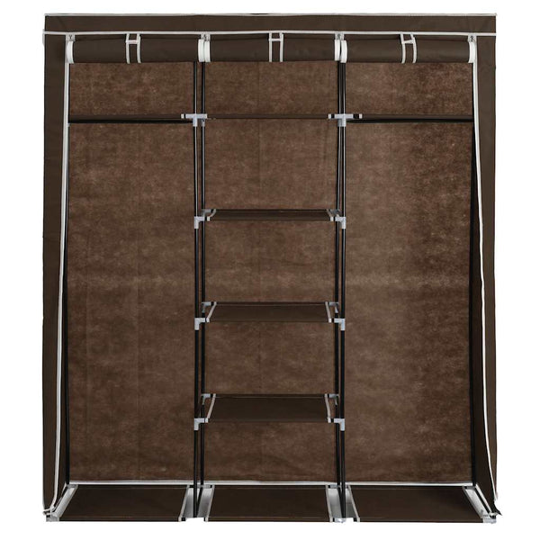 Kleiderschrank mit Fächern und Stangen Braun 150x45x175cm Stoff