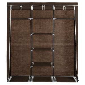 Kleiderschrank mit Fächern und Stangen Braun 150x45x175cm Stoff