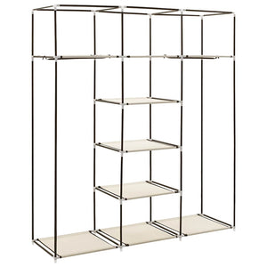 Kleiderschrank mit Fächern und Stangen Creme 150x45x175cm Stoff