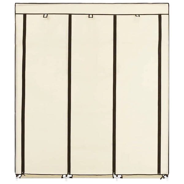 Kleiderschrank mit Fächern und Stangen Creme 150x45x175cm Stoff
