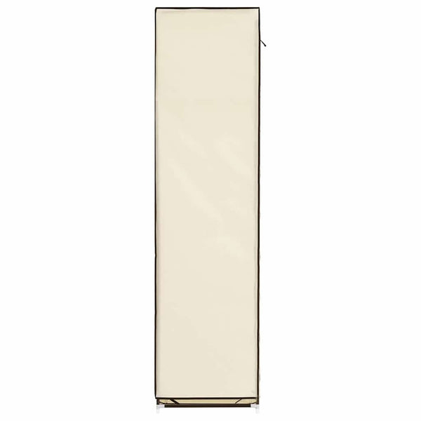 Kleiderschrank mit Fächern und Stangen Creme 150x45x175cm Stoff