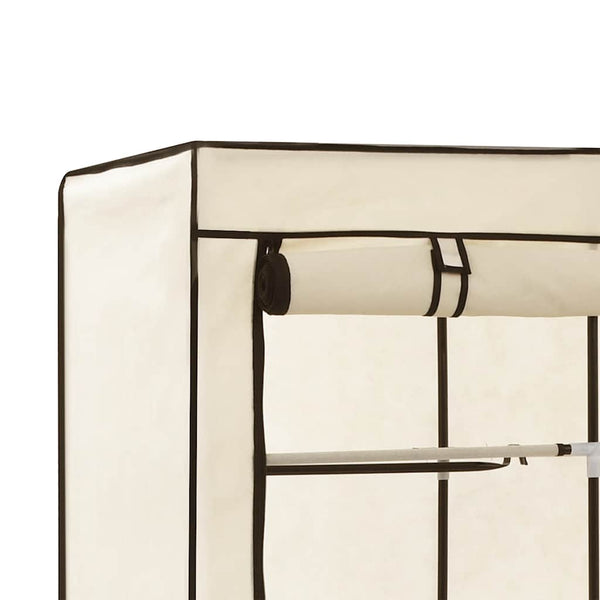 Kleiderschrank mit Fächern und Stangen Creme 150x45x175cm Stoff
