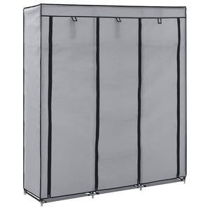 Kleiderschrank mit Fächern und Stangen Grau 150x45x175cm Stoff