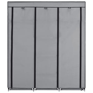 Kleiderschrank mit Fächern und Stangen Grau 150x45x175cm Stoff