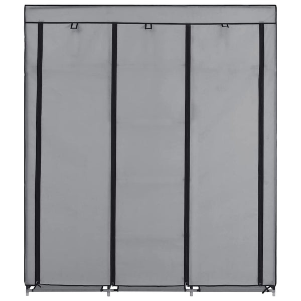 Kleiderschrank mit Fächern und Stangen Grau 150x45x175cm Stoff