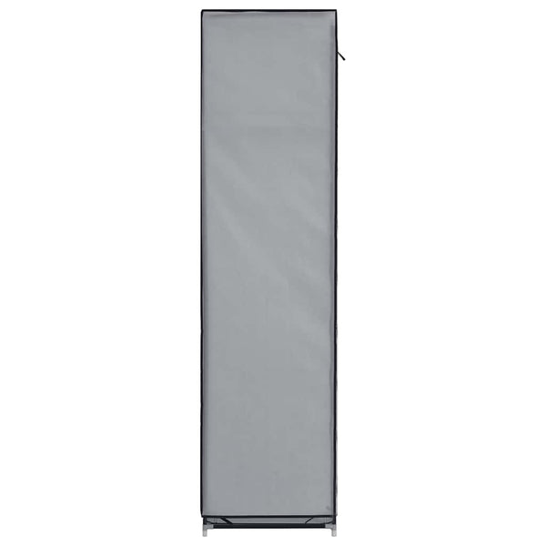 Kleiderschrank mit Fächern und Stangen Grau 150x45x175cm Stoff