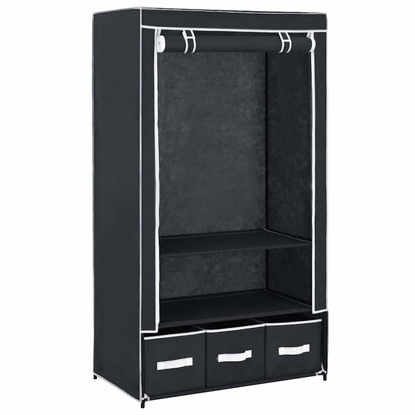Kleiderschrank Schwarz 87 x 49 x 159 cm Stoff