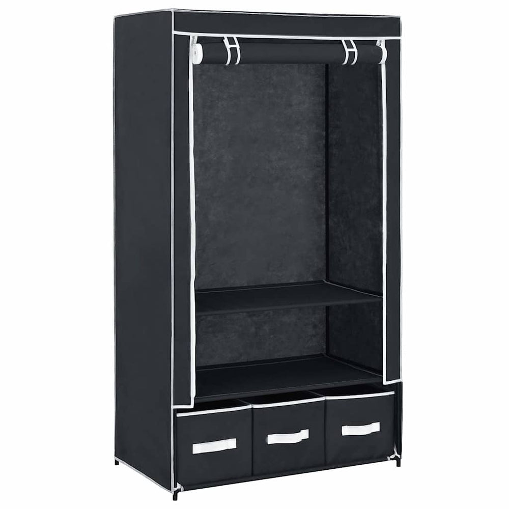 vidaXL Wardrobe Black 87 x 49 x 159 cm Fabric