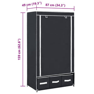 Kleiderschrank Schwarz 87 x 49 x 159 cm Stoff
