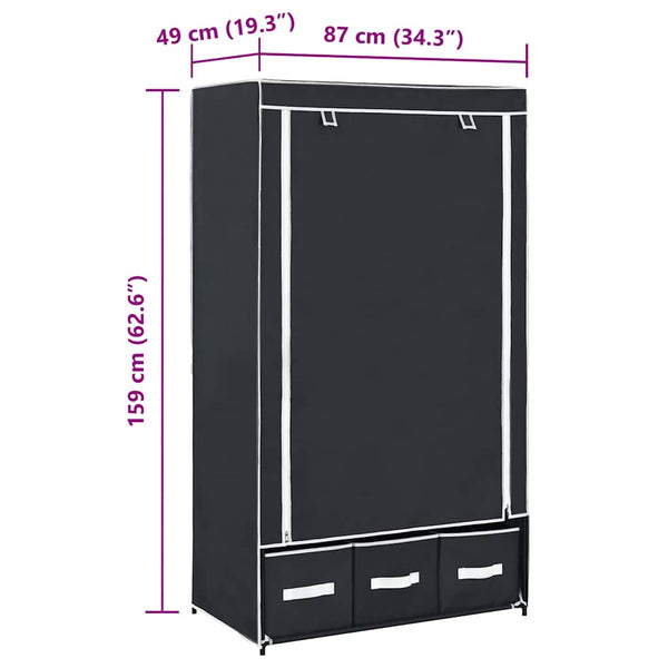 Kleiderschrank Schwarz 87 x 49 x 159 cm Stoff