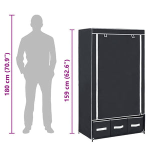 Kleiderschrank Schwarz 87 x 49 x 159 cm Stoff