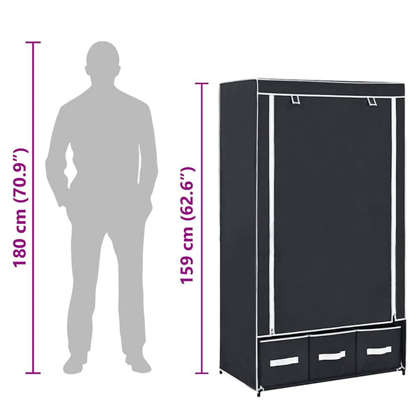 Kleiderschrank Schwarz 87 x 49 x 159 cm Stoff