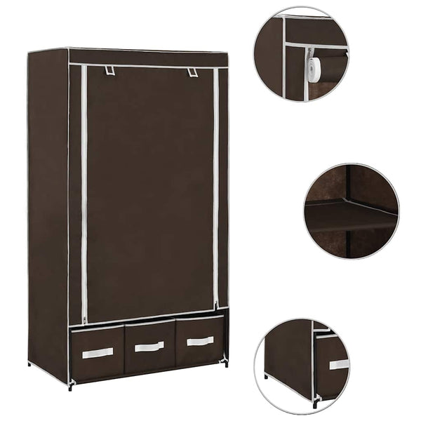 Kleiderschrank Braun 87 x 49 x 159 cm Stoff