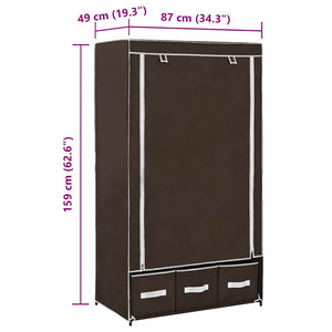 Kleiderschrank Braun 87 x 49 x 159 cm Stoff