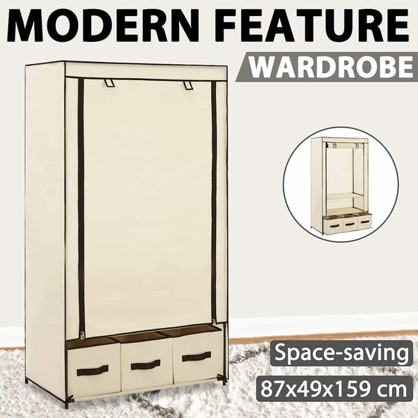 Kleiderschrank Creme 87 x 49 x 159 cm Stoff