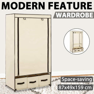Kleiderschrank Creme 87 x 49 x 159 cm Stoff
