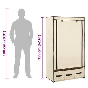 Kleiderschrank Creme 87 x 49 x 159 cm Stoff