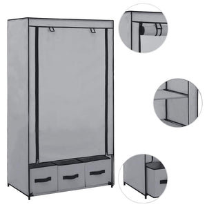 Kleiderschrank Grau 87 x 49 x 159 cm Stoff