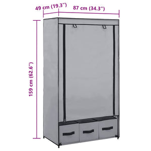 Kleiderschrank Grau 87 x 49 x 159 cm Stoff