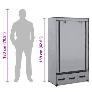 Kleiderschrank Grau 87 x 49 x 159 cm Stoff