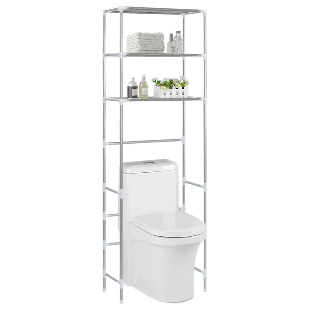Toilettenregal 3 Ablagen Silbern 53x28x169 cm