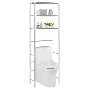 Toilettenregal 3 Ablagen Silbern 53x28x169 cm