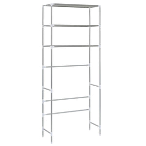 Waschmaschinenregal 3 Ablagen Silbern 69x28x169 cm