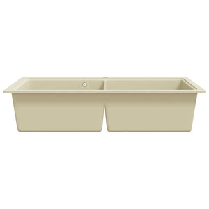 vidaXL Granite Sink Double Basin Beige