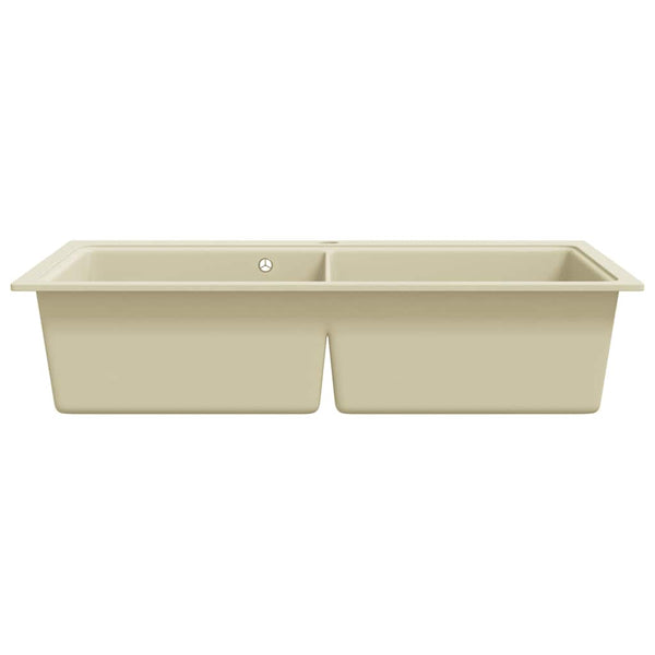 vidaXL Granite Sink Double Basin Beige