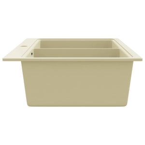 vidaXL Granite Sink Double Basin Beige