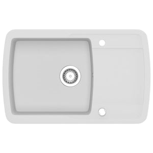 vidaXL Granite Sink Single Bowl White