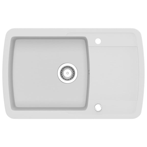 vidaXL Granite Sink Single Bowl White