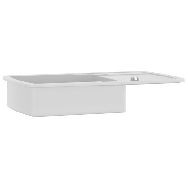 vidaXL Granite Sink Single Bowl White