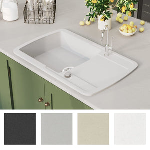 vidaXL Granite Sink Single Bowl White