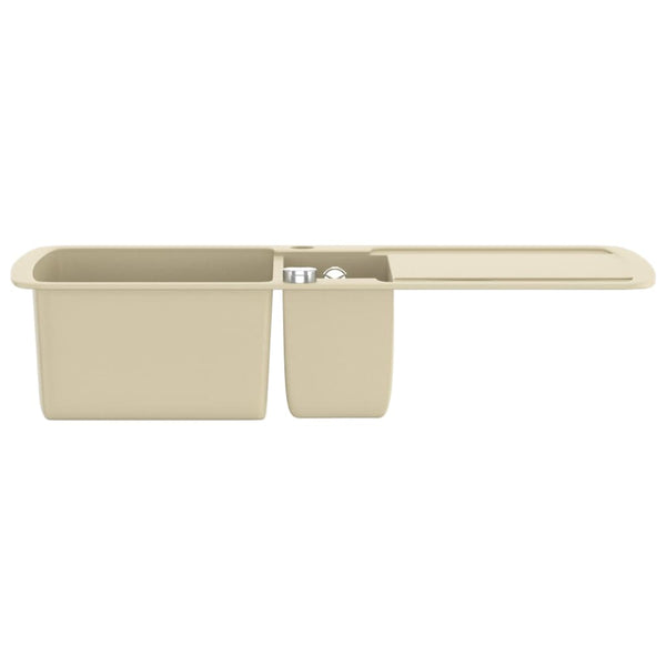 vidaXL Évier de cuisine double bac en granit beige