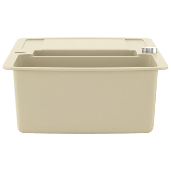vidaXL Évier de cuisine double bac en granit beige