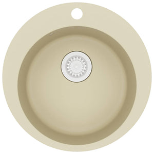 vidaXL Granite Sink Single Bowl Round Beige