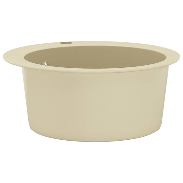 vidaXL Granite Sink Single Bowl Round Beige