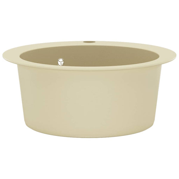 vidaXL Granite Sink Single Bowl Round Beige