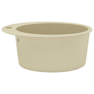 vidaXL Granite Sink Single Bowl Round Beige