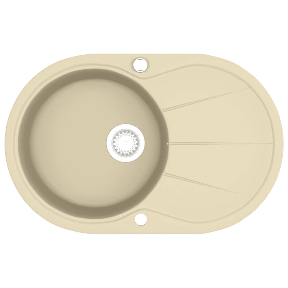 Granitspüle Einzelbecken Oval Beige