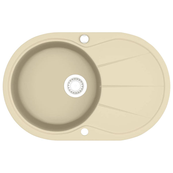 Granitspüle Einzelbecken Oval Beige