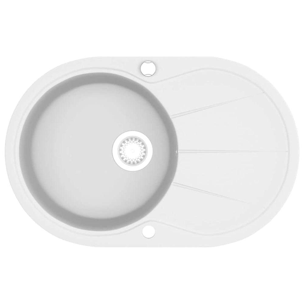 Granitspüle Einzelbecken Oval Weiß